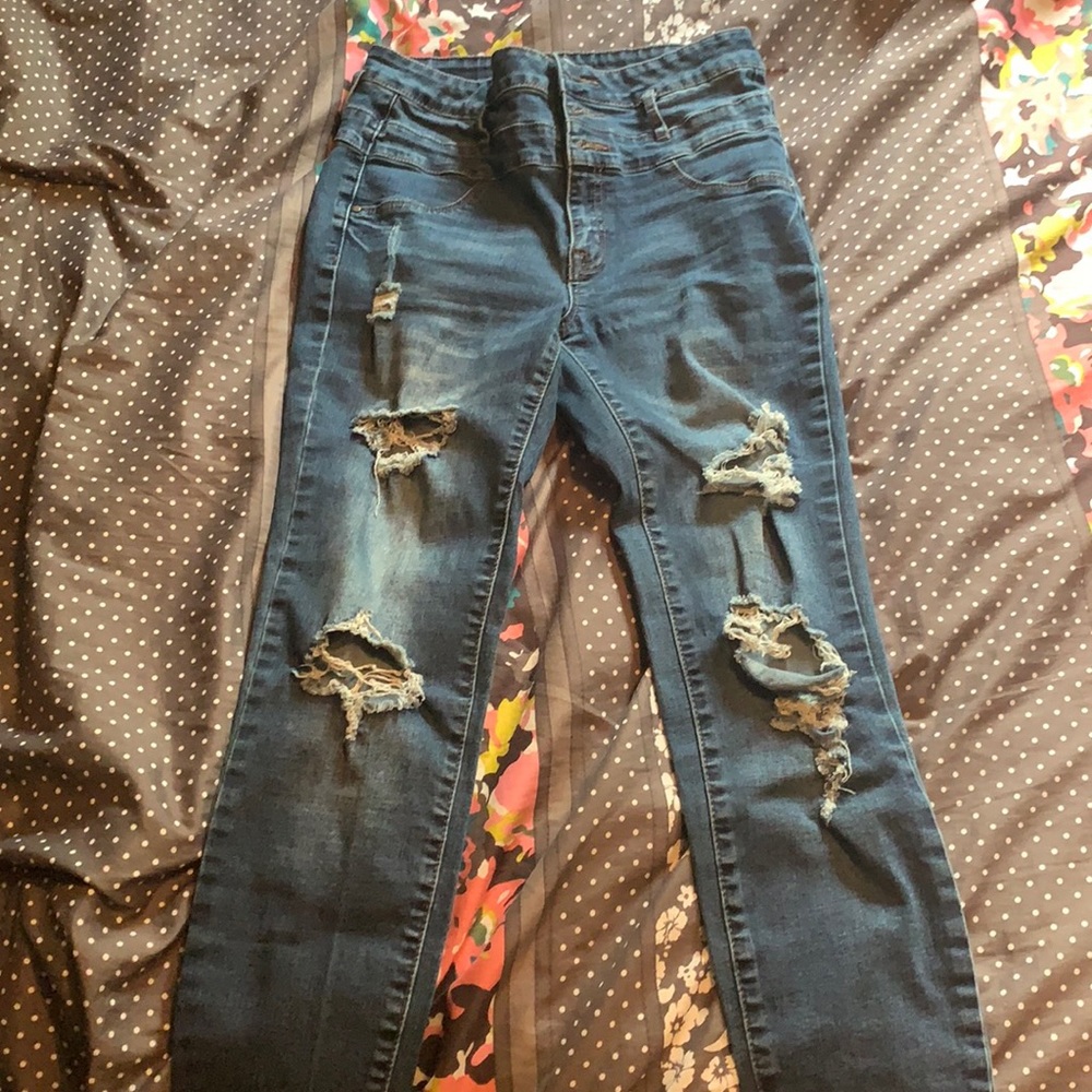 High Waisted Ripped Jeans